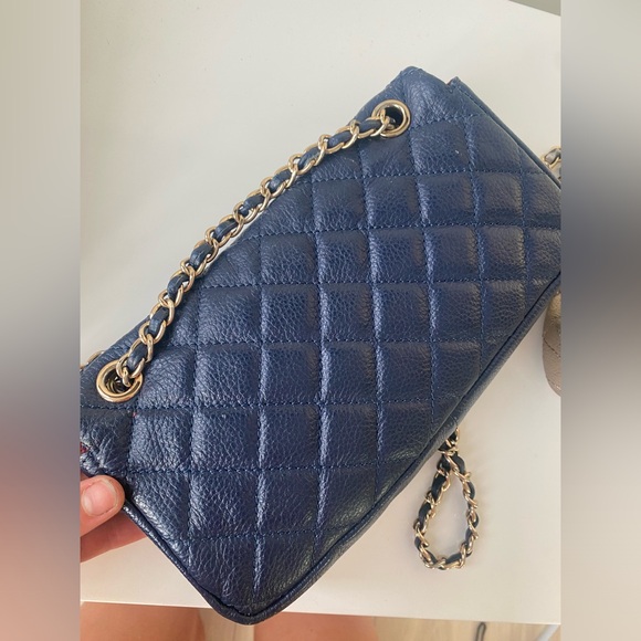 TWO Chanel style chain strap, real leather used purses, med/small - Picture 7 of 16